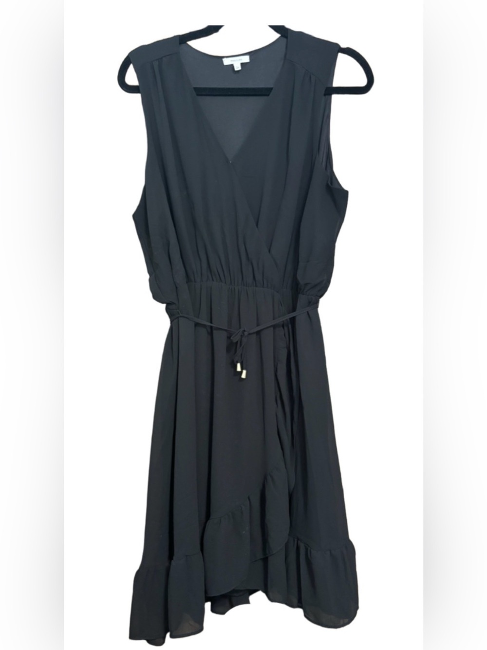 Sleeveless Bare Ruffle Trim Wrap Dress -Plus Size - Picture 2 of 4